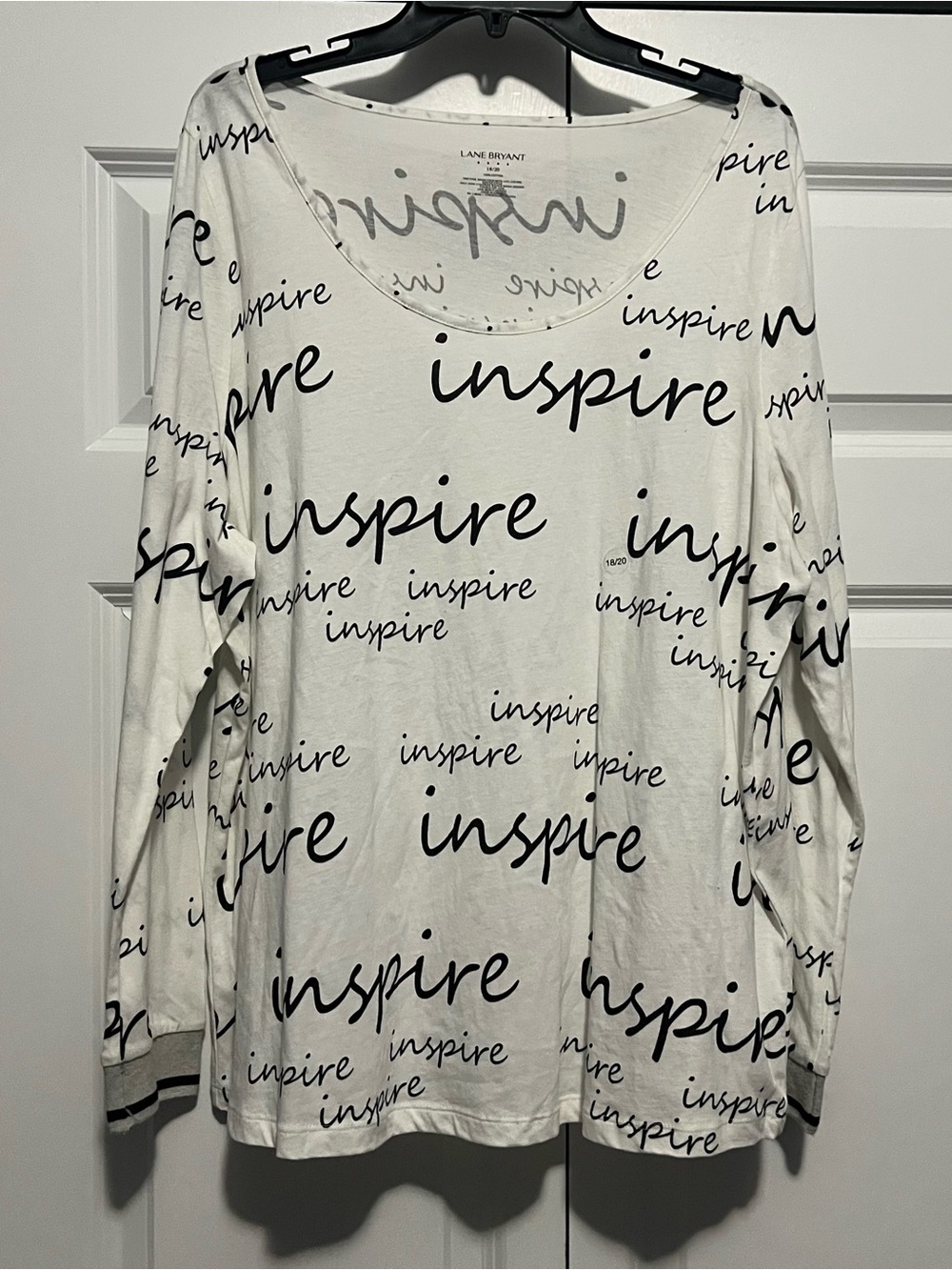 Lane Bryant White & Black 'Inspire' Long Sleeve Tee